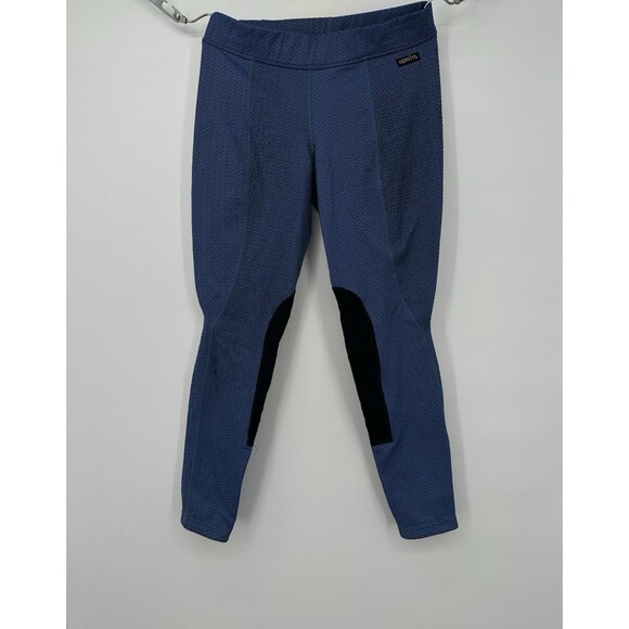 Kerrits Riding Pants Women Sz L Tights Leggings Blue Patterned Equestrian Pocket - Picture 1 of 9